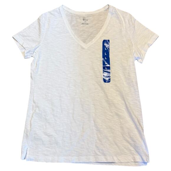 Felina White Cotton Blend V Neck Shirt Size Large - Picture 3 of 5